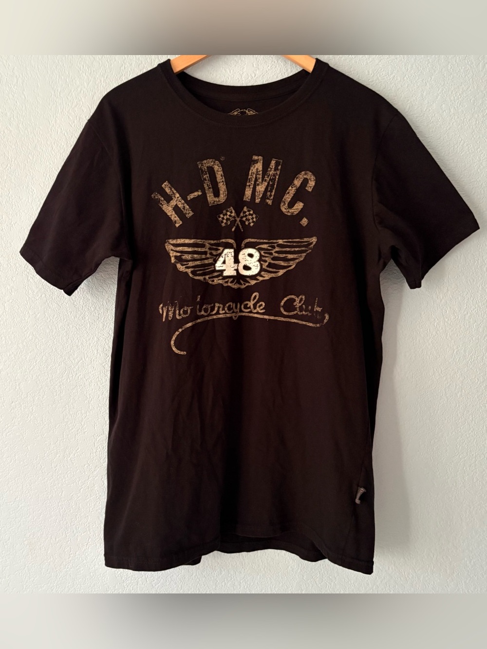 Vintage Harley Davidson Short Sleeve Tee Shirt Motorcycle Club 48 USA Black